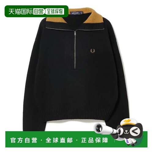日本直邮FRED PERRY 女士 半拉链羊毛混纺针织衫 【付后1h可退】