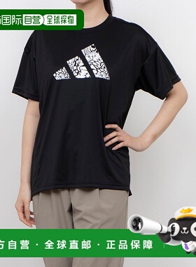 日本直邮 W CAMO LOGO 女士半袖机能T恤 AP KA1025 黑色运动