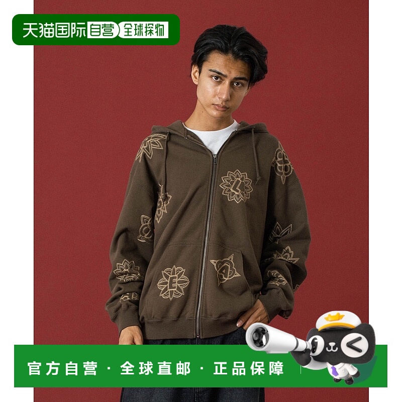 1h可退 日本直邮XLARGE男女同款全幅刺绣拉链连帽卫衣 1012540120