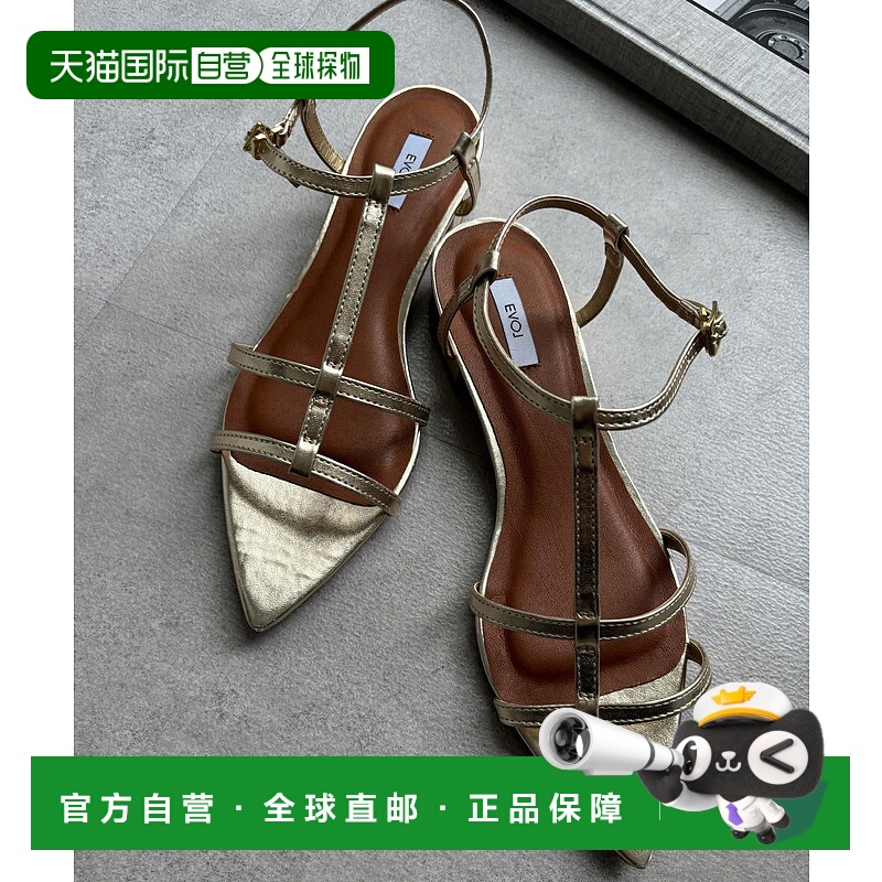 1h可退 日本直邮DouDou 女士尖头T带低跟凉鞋 DDZ1051413A0003