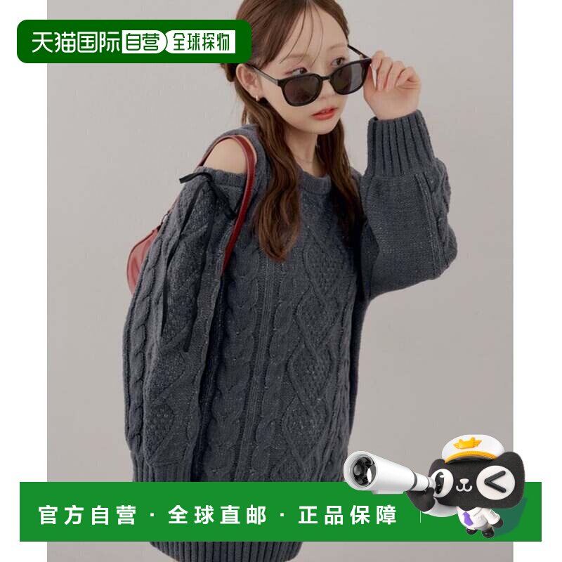 日本直邮NICE CLAUP continuer 心形绞花露肩蝴蝶结针织连衣裙 CG