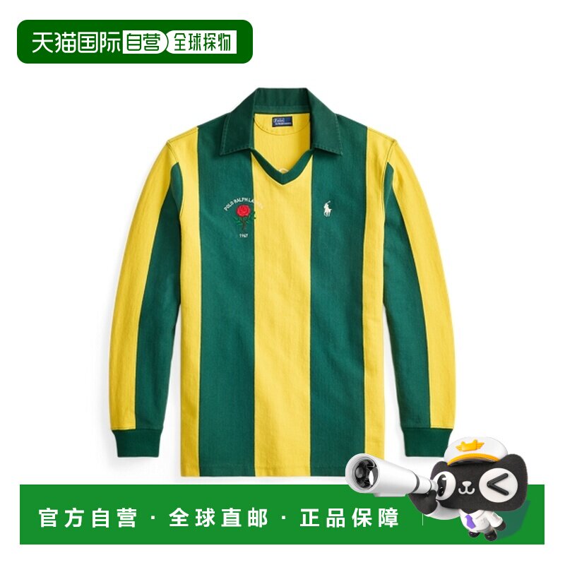 日本直邮RALPH LAUREN 超大刺绣棉质橄榄球衫学院风条纹