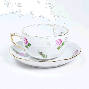 日本直邮Herend赫伦 茶杯碟小玫瑰PR系列西餐餐具200ml手绘724000