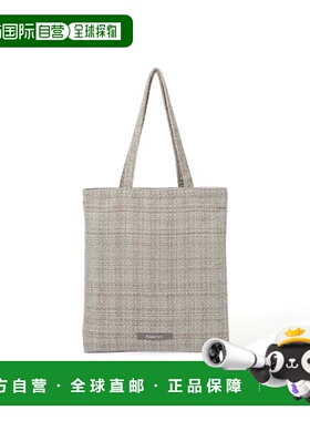 1h可退 日本直邮Francfranc Logo托特包 粗花呢 S 灰色单肩包