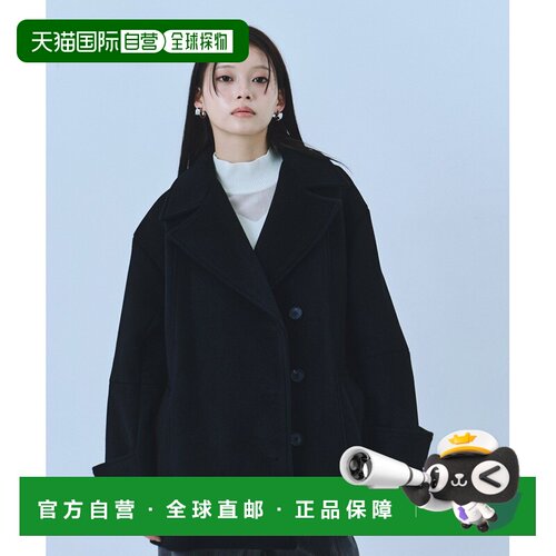 UNITED TOKYO 女装 SUPER140 羊毛混纺短款大衣 宽领显脸小 14565