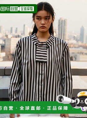 1h可退 日本直邮LOGEMENT DE CLAIRE 女士蝴蝶结领条纹衬衫 A0757