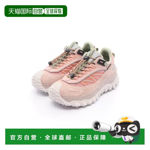 日本直邮中古Moncler盟可睐女S级99新sneakers运动鞋牛皮鞋粉色
