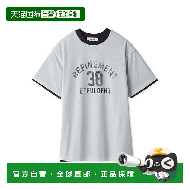 日本直邮Mila Owen 宽松印花螺纹领T恤内搭罩衫