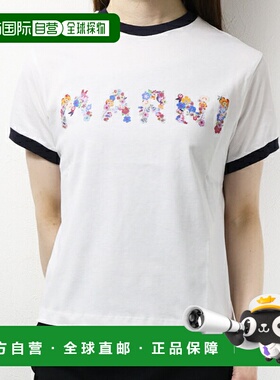 日本直邮MARNI 儿童T恤花朵标志T恤 M01428 M00HZ 女童短袖剪裁圆