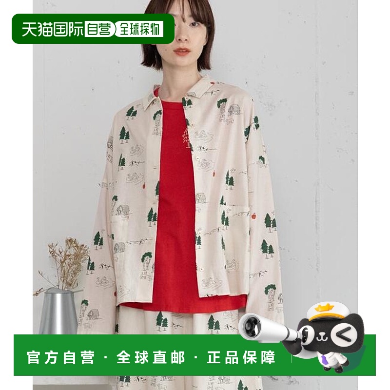 1h可退 日本直邮POU DOU DOU 天鹅湖印花口袋衬衫上衣