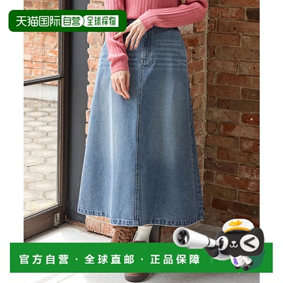 1h可退 日本直邮Honeys 女装 宽松A字版型 棉混洗水牛仔长裙 后腰