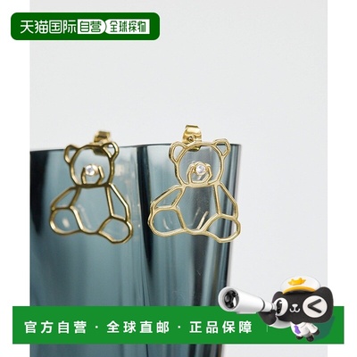 1h可退 日本直邮ear PAPILLONNER 女士 金属线框泰迪熊造型耳钉