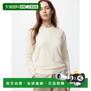 日本直邮UNIQLO优衣库 纯色圆领套头简约长袖毛衣 女款 乳白色