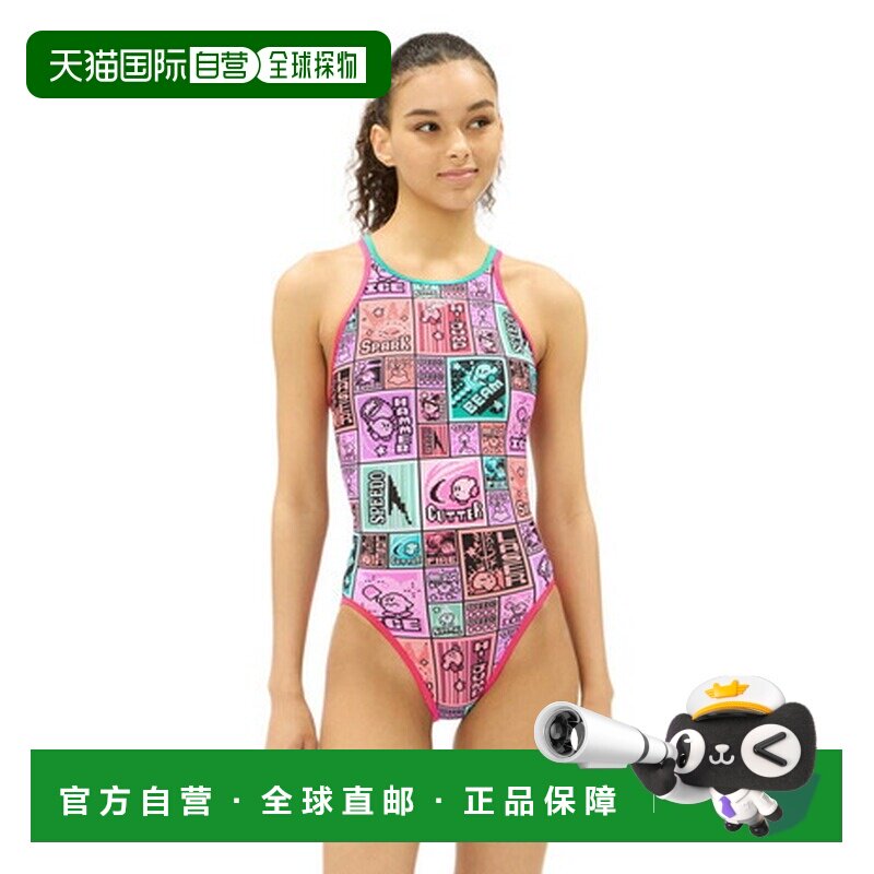 日本直邮SPEEDO（女士）竞泳泳衣 女士 游泳 卡比 圆点花纹 交叉
