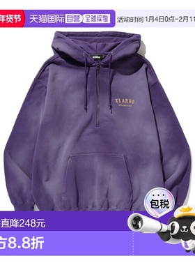 1h可退 日本直邮XLARGE 男女同款 半拉链连帽卫衣 经典复古质感 1