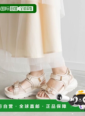 日本直邮RANDA 组合材质可视扣带凉鞋 厚底 黑色 RA041BW016812