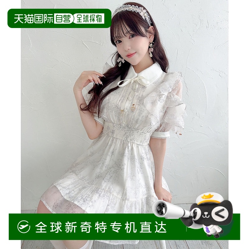 1h可退 日本直邮ROJITA 女士花卉图案半袖迷你连衣裙 1523242蕾丝
