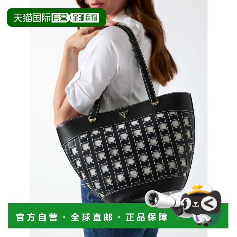 日本直邮GUESS 弗兰基托特包 黑色单肩包手提包
