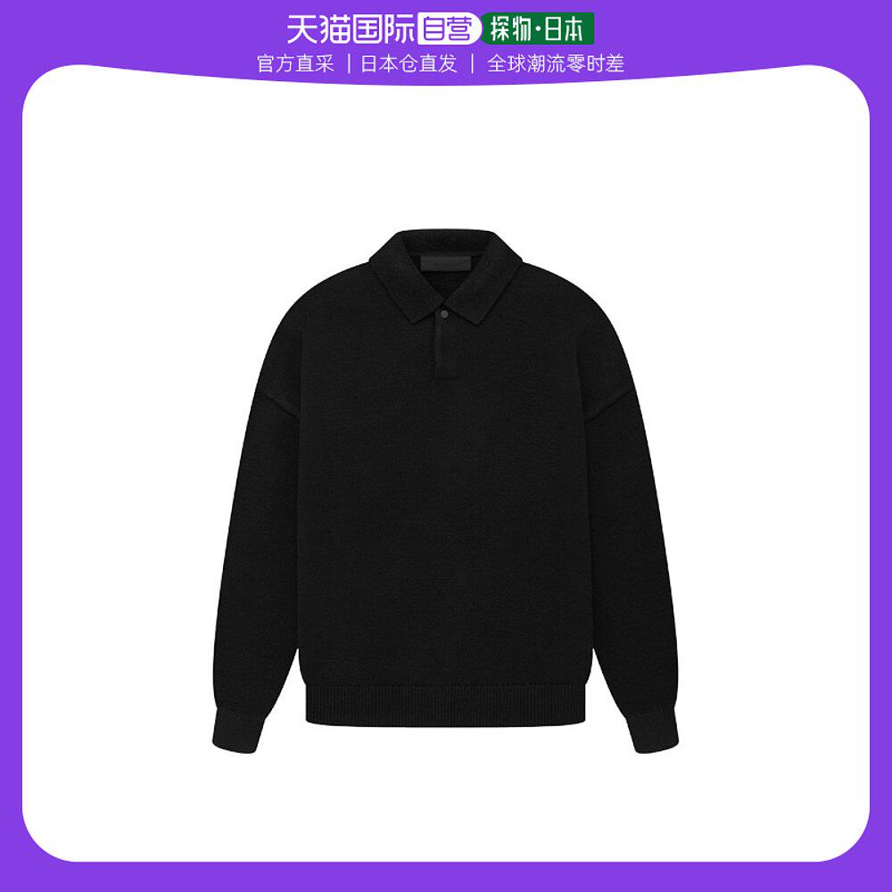 日本直邮Essentials博姿男女同款纯色衬衫黑色长袖翻领束腕