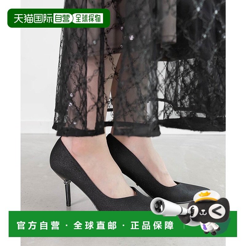 日本直邮RANDA 闪亮细跟女鞋 黑色一脚蹬高跟鞋 RA041BW14775