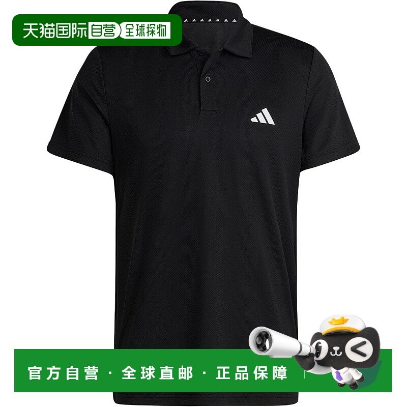 日本直邮adidas 品牌Logo印花翻领纽扣短袖Polo衫 男款 黑色男装,运动服/休闲服装,运动POLO衫,淘宝优惠券,粉丝福利购,淘宝优惠卷