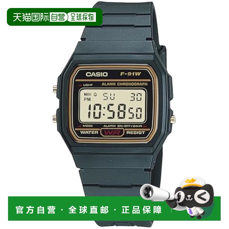 【日本直邮】Casio卡西欧 男士手表 黑色 x 金色 F-91WG-9QJH防水