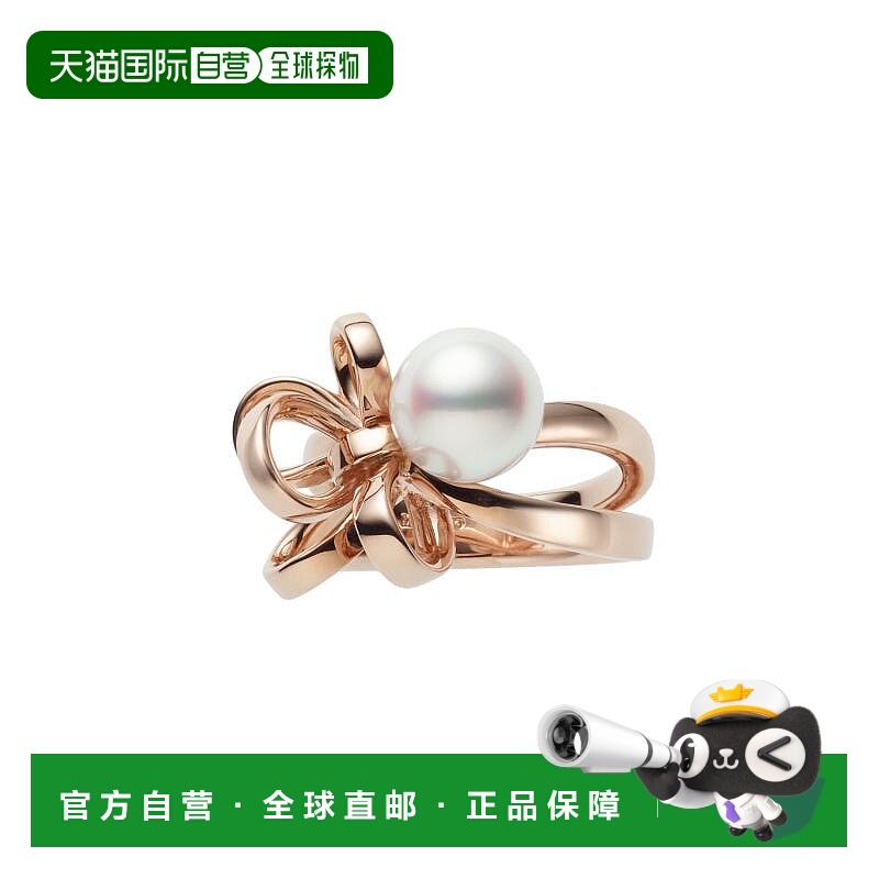 日潮跑腿MIKIMOTO 御木本蝴蝶结戒指活口圈珍珠装饰品礼物戒指9号