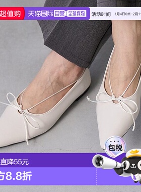 日本直邮Menue 长鼻丝带平底鞋 [ME8623BW02911] 黑色单鞋