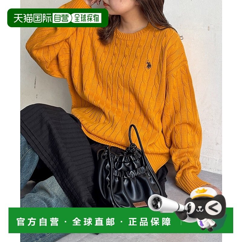 1h可退 日本直邮U.S. POLO ASSN.男装宽松电缆针织套头衫 胸前刺