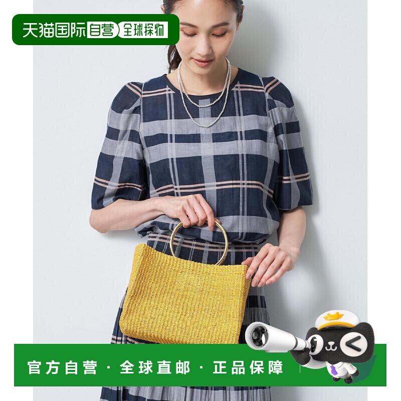 日本直邮COTTO 女士 麻编方形托特包 阿巴卡植物纤维 金色手柄 10