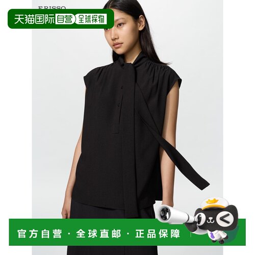 日潮跑腿UNIQLO优衣库 蝴蝶结衬衫/无袖女装夏季新款484848