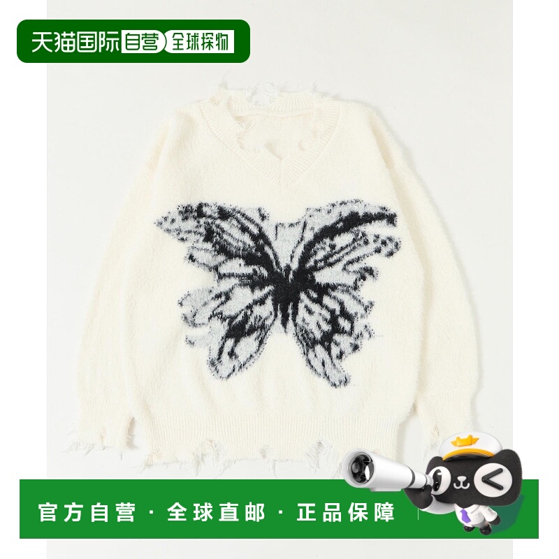 1h可退 日本直邮dispark 女装 蝴蝶图案宽松V领针织衫 DI25AW11L0