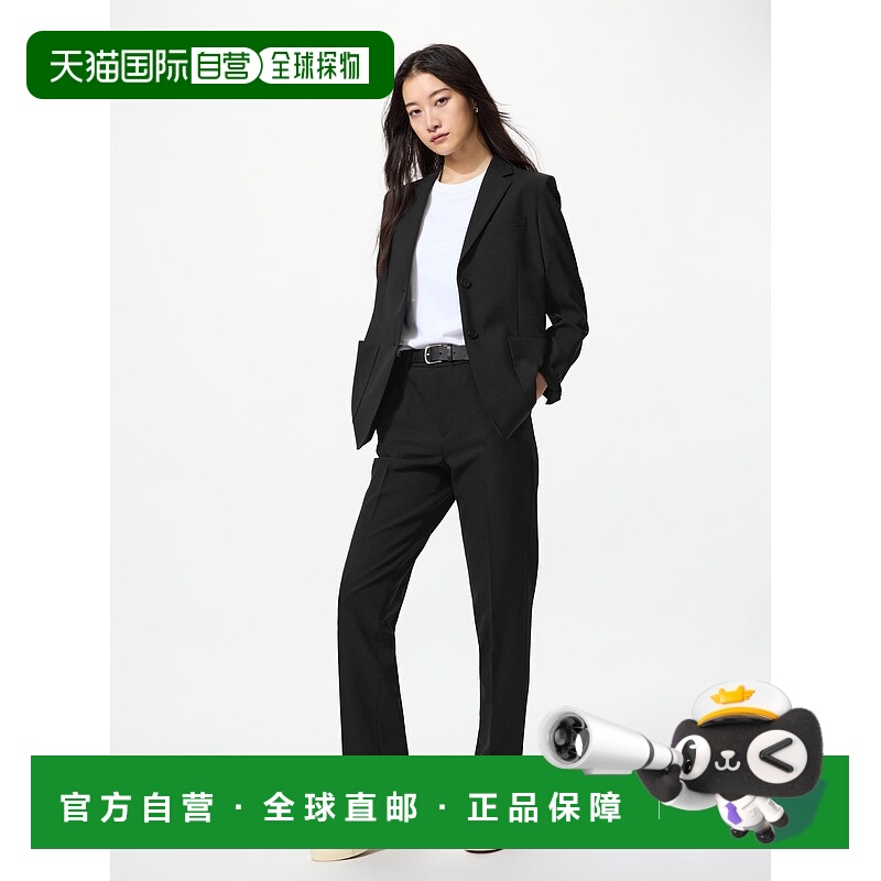 日潮跑腿UNIQLO优衣库 商务修身长裤 09 BLACK WOMEN M 473690