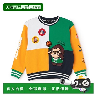 1h可退 日本直邮XLARGE KIDS儿童宽松彩色拼接半拉链卫衣趣味大猩