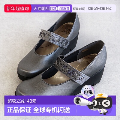日本直邮First Contact 女士坡跟鞋5.5厘米绑带圆头坡跟舒适稳固3