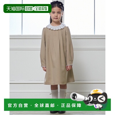 1h可退 日本直邮petit main儿童连衣裙女童半正式蕾丝领连衣裙 96