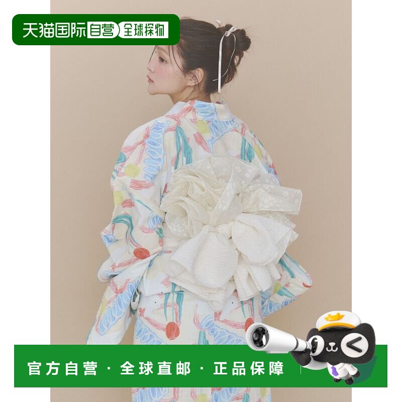 1h可退 日本直邮merry jenny 女士 透明花卉纹浴衣腰带 282641000图片