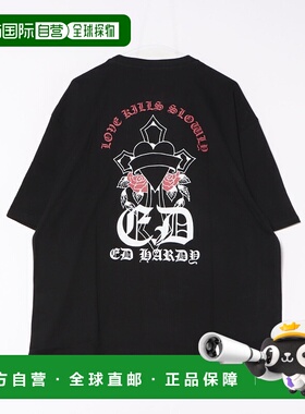 1h可退 日本直邮Ed Hardy 男女同款拉夫基尔印花短袖T恤 EDH53251