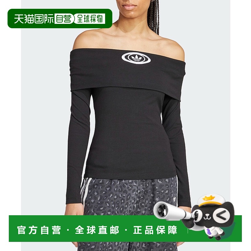 1h可退 日本直邮adidas Originals 女士紧身露肩长袖上衣  SV217
