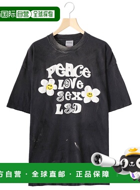 1小时内可退 日本直邮READYMADE 男士PEACE印花复古T恤 RECOBK000