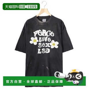 1小时内可退 日本直邮READYMADE 男士PEACE印花复古T恤 RECOBK000