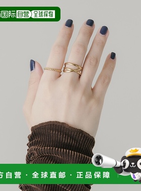 1h可退 日本直邮SMELLY 女士 2件套交叉设计戒指 粒纹质感 可叠戴