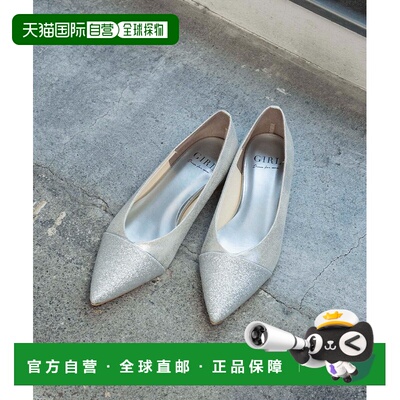 日本直邮GIRL 女士 金属线条尖头平底仿皮亮片鞋【付后1h可退】