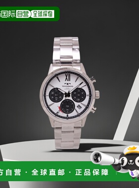 日本直邮TECHNOS 手表男士太阳能计时码表白色/银色 Time Time 限