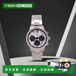 日本直邮TECHNOS 手表男士太阳能计时码表白色/银色 Time Time 限