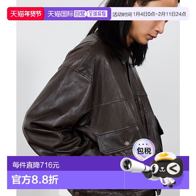 日本直邮BEAMS 宽短版型绵羊皮夹克皮衣