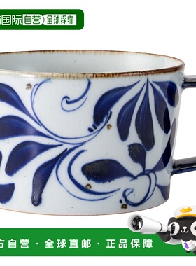 【日本直邮】Hasami ware 马克杯 大号 容量约 390ml 唐草色 蓝色