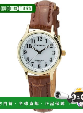 【日本直邮】CREPHA 男款模拟太阳能充电手表 棕色 AV-AM172-WTG