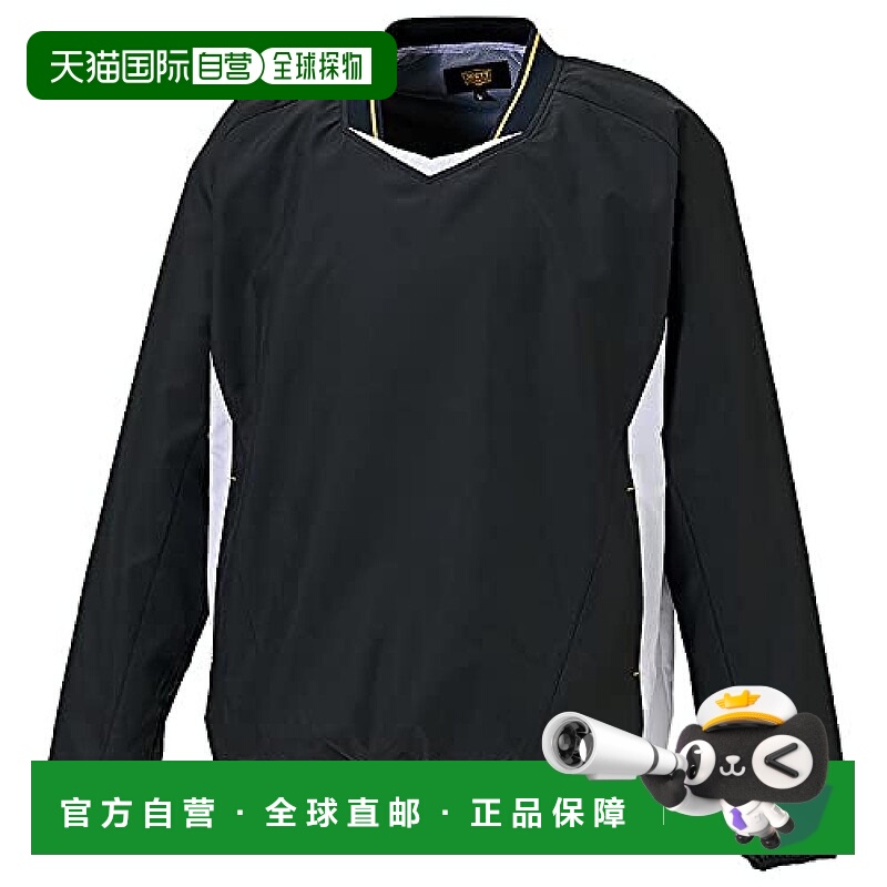 【日本直邮】Zett捷多 棒球长袖V领保暖衫 黑x白 S BOV331高档