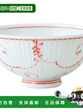 【日本直邮】西海陶器 轻量饭碗 小 唐草葡萄 红 60287